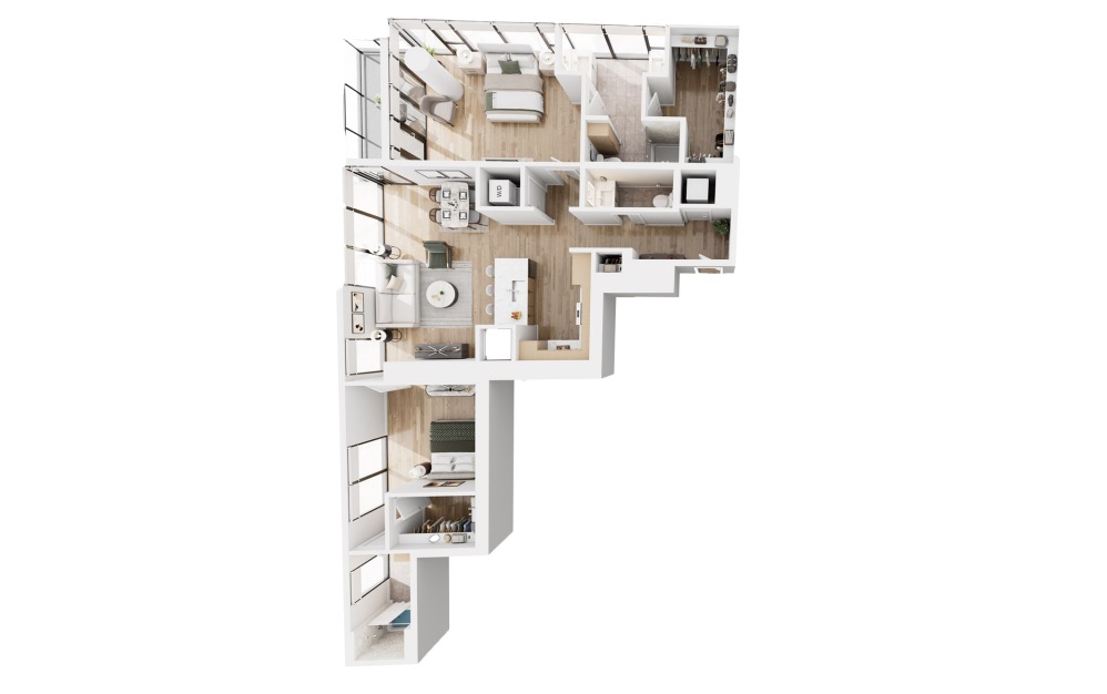Capella B3-1 - 2 bedroom floorplan layout with 2.5 bathrooms and 1405 square feet